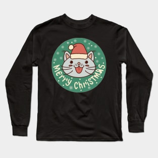 Merry Christmas cat snowflakes design Long Sleeve T-Shirt